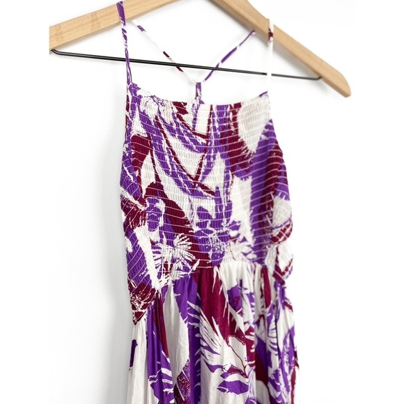 NEW Free People Heat Wave Tropical Printed Maxi Slip Dress, Purple Red Combo - S - Picture 7 of 11